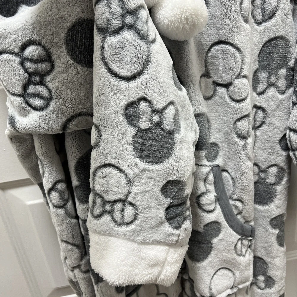 Disney Mickey and Minnie Mouse One Piece Hoodie Pajama Set Women SIZE Large - Picture 13 of 16